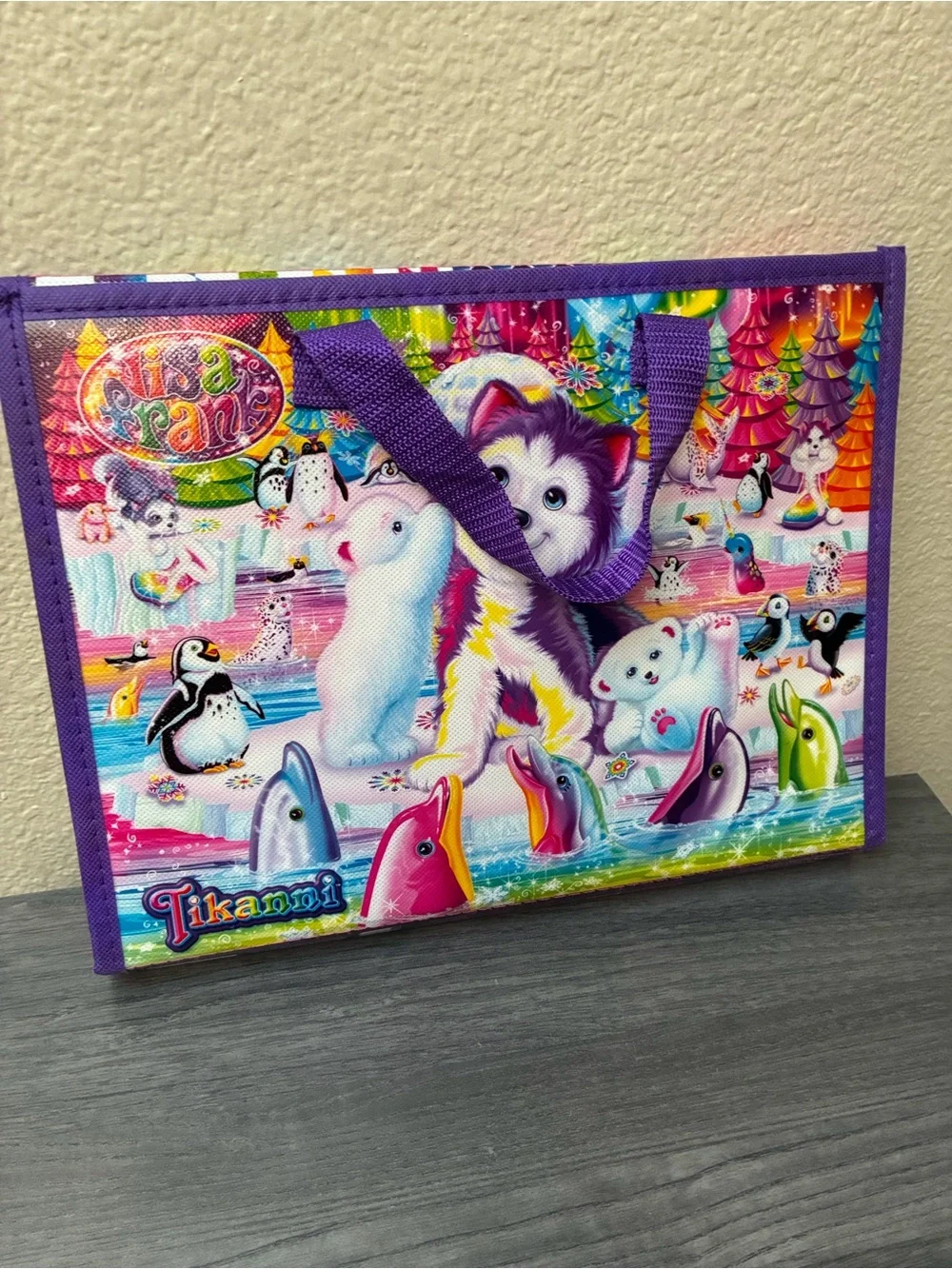 Lisa Frank Purple Tikanni Husky Cute Animals Folder Tri-fold Portfolio
